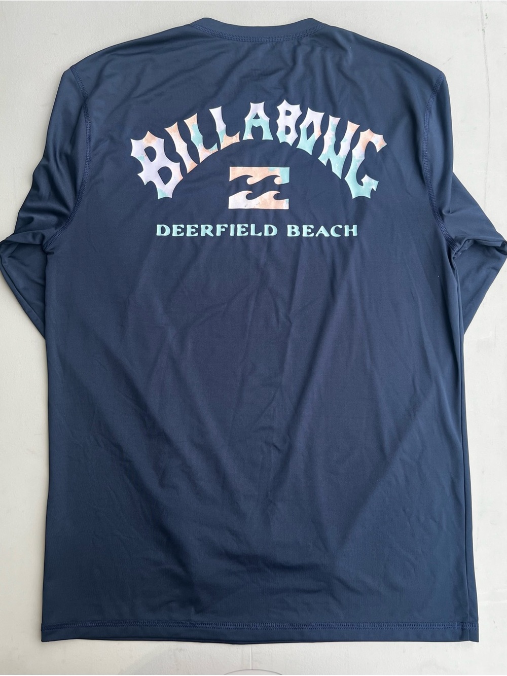 Billabong Navy Long-Sleeve Surf Tee with Pastel Logo